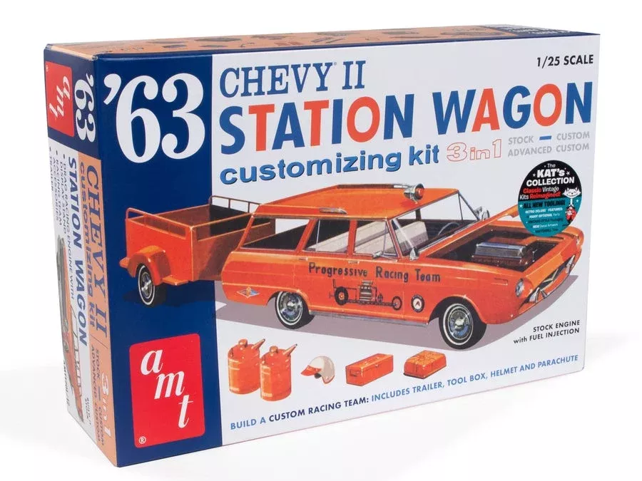 '63 Chevy II Station Wagon 3-in-1 (1/25 Scale) Plastic Vehicle Model Kit AMT1201