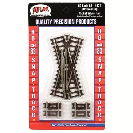 Atlas HO Code 83 30° Crossing Brown Ties Nickel Silver