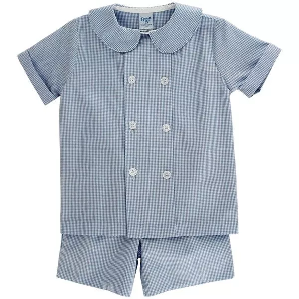 Bailey Boys Dressy Short Set - Blue Microcheck
