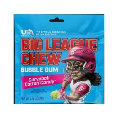 Big League Chew Curveball Cotton Candy Shredded Bubble Gum 2.12 oz