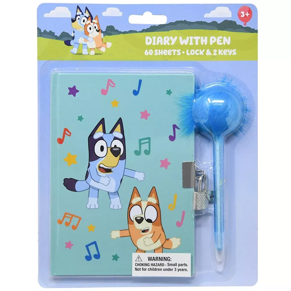 Bluey Diary withLock & Keys and Pom Pen