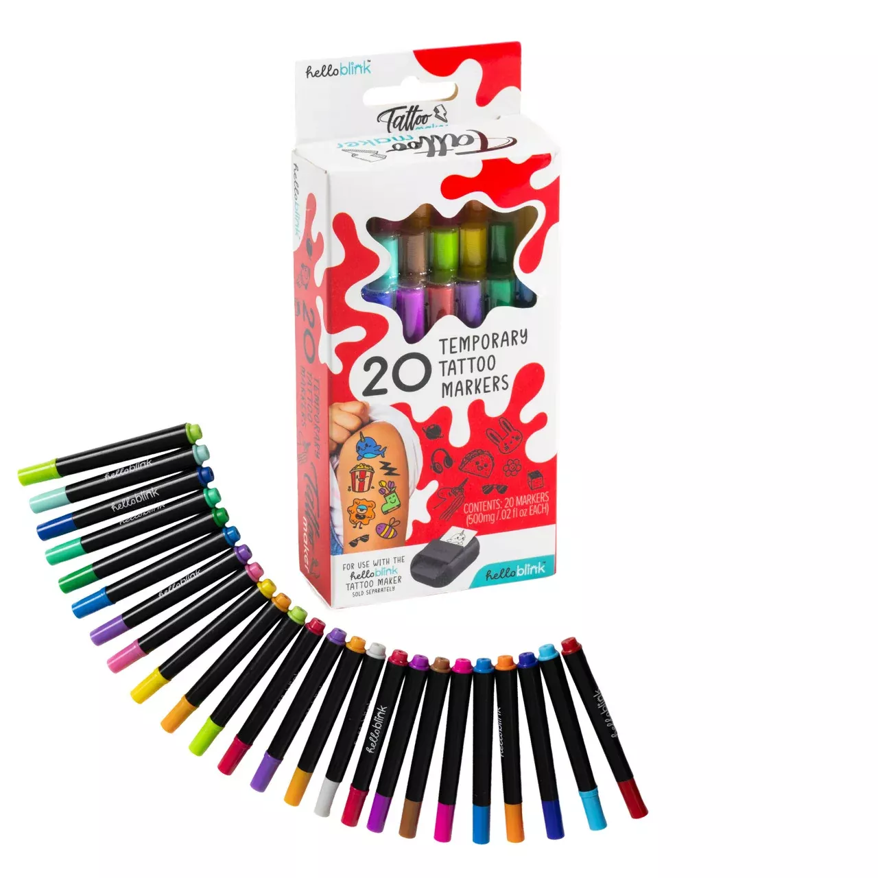 Hello Blink 20 Temporary Tattoo Markers