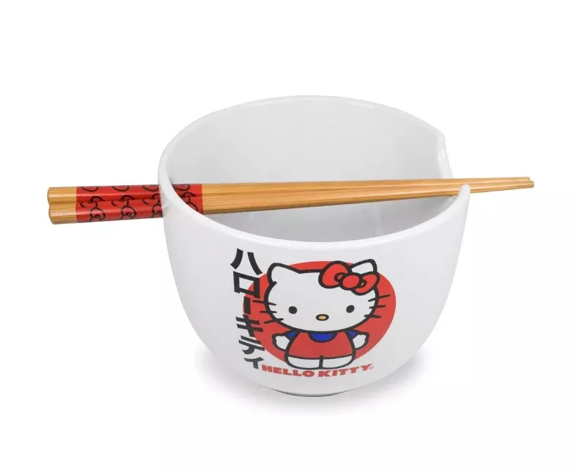 Hello Kitty Ceramic Ramen Bowl 20oz w/Chopsticks