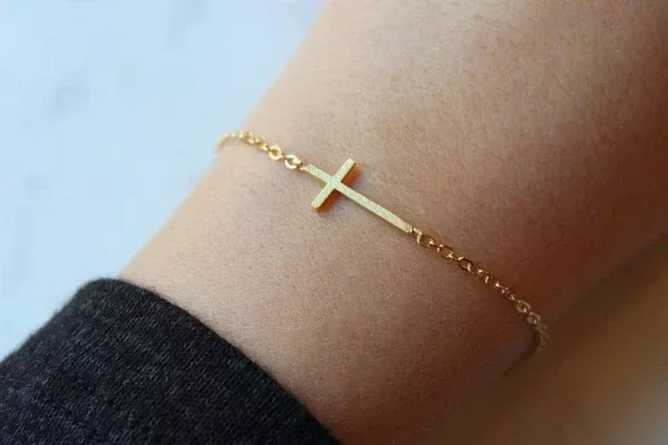 Laalee Sideways Gold Cross Bracelet