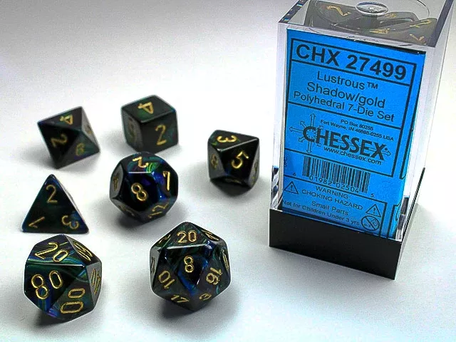 Lustrous Polyhedral Shadow/Gold Dice Set (7) CHX27499