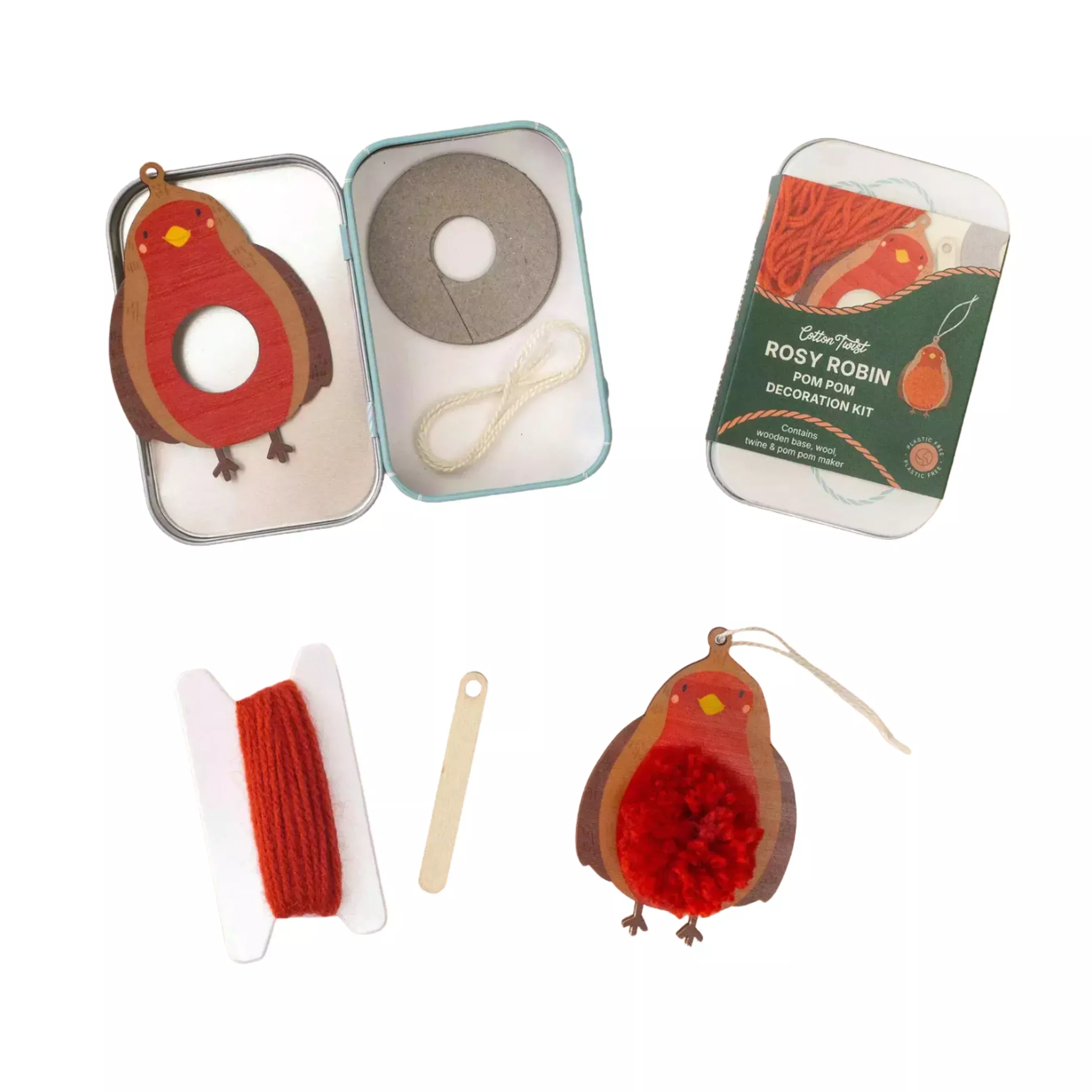 Make Your Own Pom Pom Robin Decoration Kit
