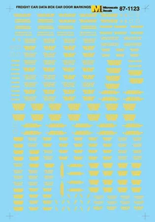 Microscale 87-1123 HO Scale Data for Boxcar Door Markings Yellow