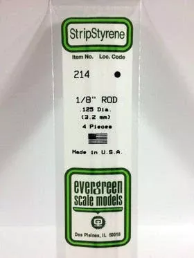 Opaque White Polystyrene Round Rod 1/8" Outer Diameter (4) (EVG214)