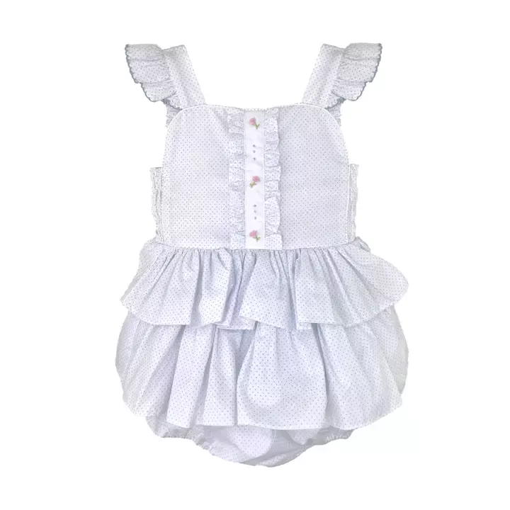 Petit Ami Blue Polka Dot Ruffled Rosette Bubble