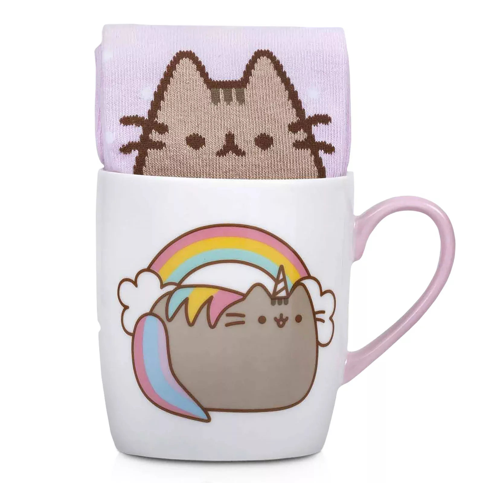 Pusheen - Rainbow socks and cup