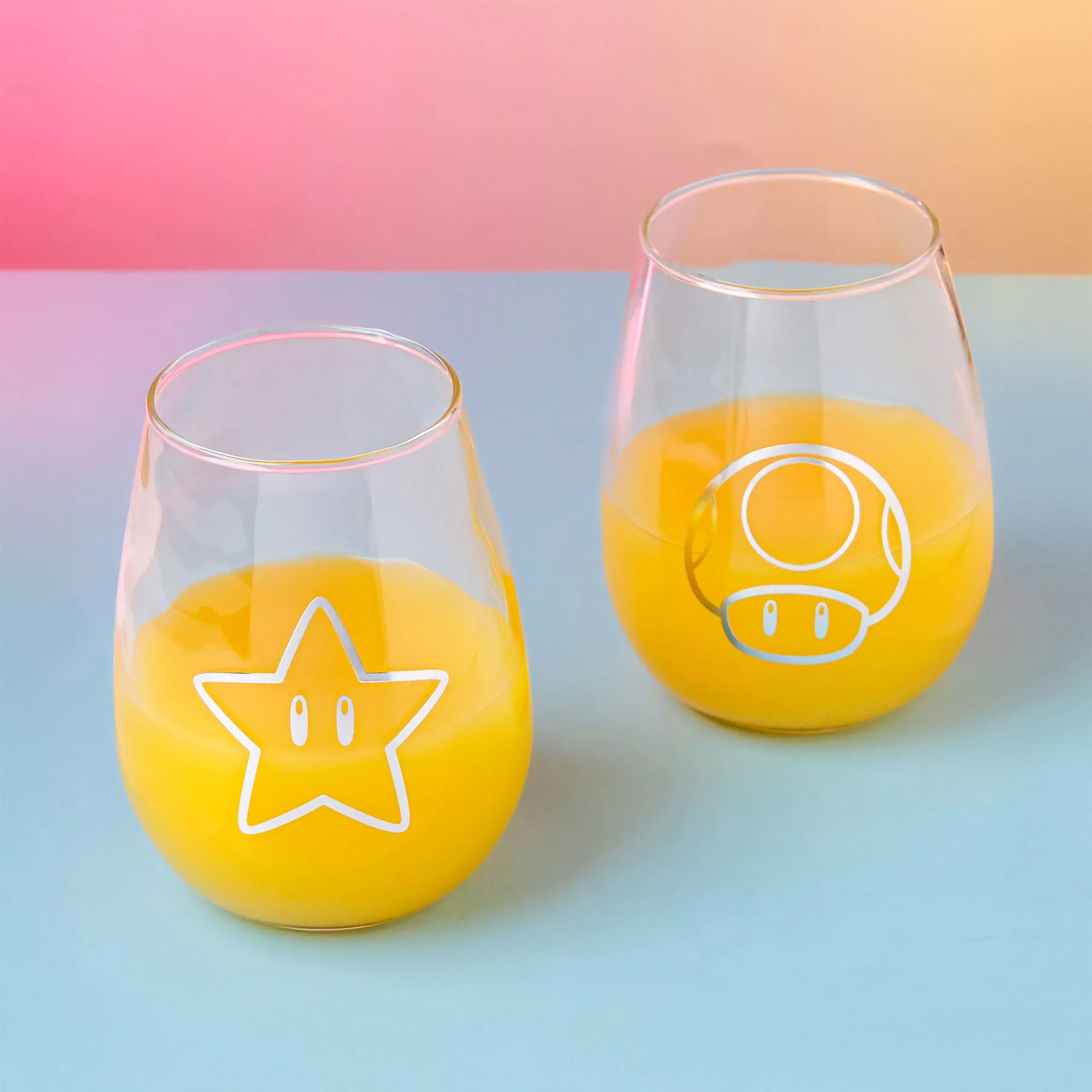 Super Mario - Star & Super Mushroom Glasses 2 Set